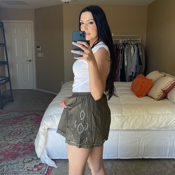 Gap Vintage Mini Sequin Army Green Skirt - Picture 1 of 9
